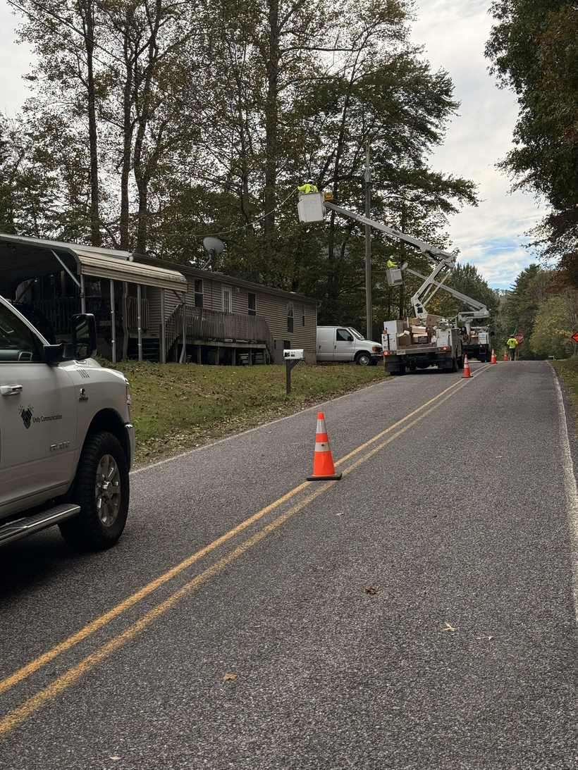 Aerial work on a rural road